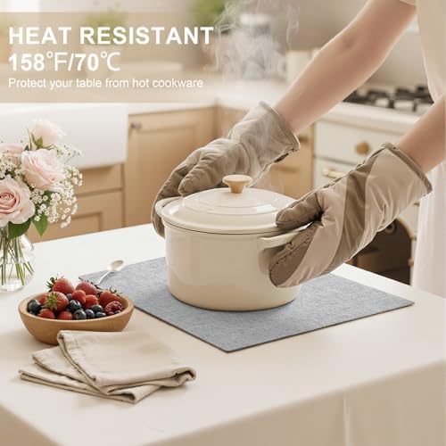 homing Faux Cotton Linen Placemats Set of 6, Cloth Washable Farmhouse Dining Table Mats for Indoors & Outdoors, Easy to Clean, Light Grey, 13 x 19 Inch - Image 3