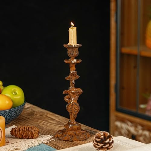Sungmor Vintage Cast Iron Candle Holder, 10.2in White Duke Figurine Design - Image 3