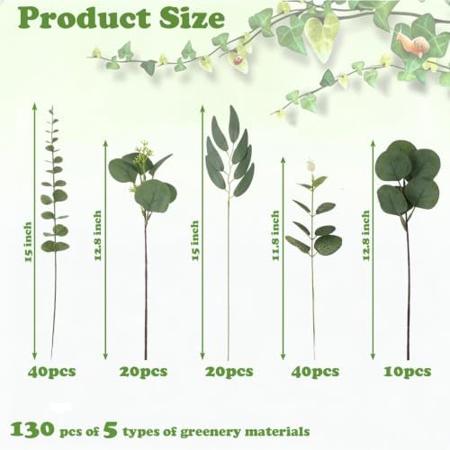 Artificial Mixed Eucalyptus Stems Leaves Bulk – 130pcs Realistic Greenery. - Image 2