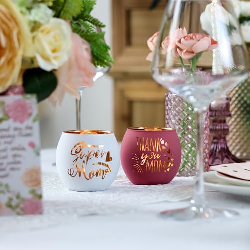 Birthday Gifts for Mom, Delicate Mother Gifts from Daughter Son, Engraved Glass ealight Votive Candle Holder Pink, Mothers Day Christmas Birthday Gifts for Mom, Ideas 6PCS - Image 3