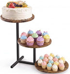 ZUJJAFY Cupcake Stand Tower, Tiered Tray Stand for 24 Cupcakes, 3 Tier Wooden Dessert Stands with Metal Frame Display Stand for Vendor Events, Party by ZUJJAFY