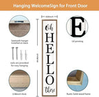 Surfapans Oh Hello There Welcome Sign For Front Porch Standing 45"X9" Tall Wood Frame Outdoor Vertical Decor for Farmhouse Rustic Large Modern Home Outside Front Door Wall Decorations (Wood White) - Image 2