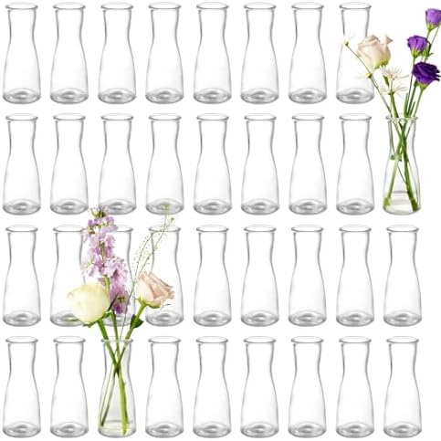 35 PCS Glass Bud Vases for Centerpieces, 5.5" Clear Small Flower Vases by GUATTINE