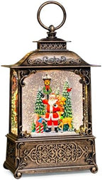 Christmas Snow Globes Lantern with Music, Santa Claus Scene Snow Globes with Water Swirling Glitter Effects, USB/Battery Powered with 6-Hour Timer, Christmas Decorations Gift by COZYPAVILION
