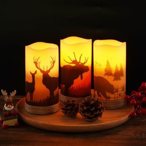 Homemory Christmas Real Wax Flameless LED Pillar Candles with Timer Remote - Image 2