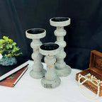 Wooden Candle Holders for Pillar Candles - Tall Rustic Candle Holder (Set of 3), Large Farmhouse Candle Holders Candle Stand, Pillar Candle Holder Set for Table Centerpiece, Fireplace, Home, Black - Image 3