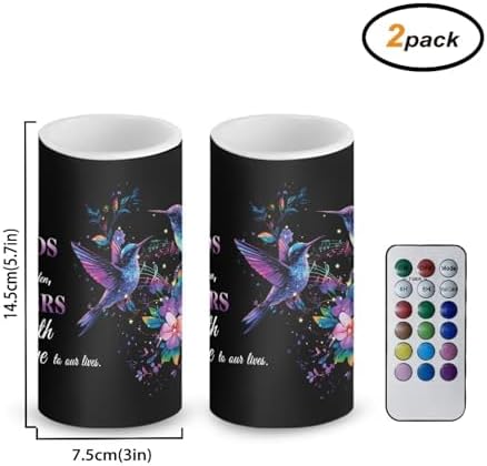Mothers Day Gifts Flameless Candles with Remote Hummingbirds Floral Note LED Candles Battery Operated Electric Candles Flickering Warm Light for Home Bedroom Living Room Decorations - Image 3