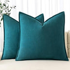 MIULEE Decorative Linen Pillow Covers 20x20 Inch Teal Blue by MIULEE