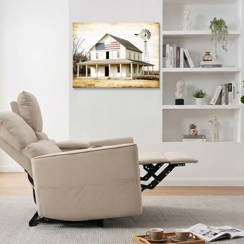 July 4th Patriotic Canvas Wall Art 4th of July USA Decorations Rustic Old Barn Artwork American Flag Painting Independence Day Home Decor 16x24in - Image 3