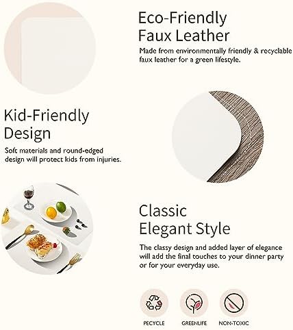 Maxpearl Faux Leather Placemats Set of 8, Easy to Clean, Ivory White - Image 5