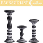 Romadedi Black and Gray Distressed Wood Pillar Candle Holders, Set of 3 - Image 6