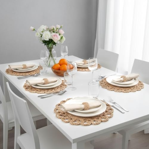 13.8" Set of 6 Corn Husk Woven Round Placemats by DaiVuCrafts - Image 7