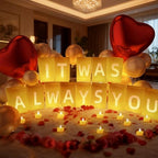It Was Always You Decorations – Romantic Decoration Kit with Light Up Letters, 30 Tea Light Candles, 2000 Rose Petals, 10 Balloons – Luminary Bags for Anniversary Surprise - Image 3