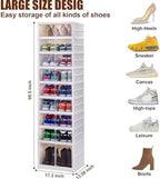 Shoe Box Foldable Storage Box Easy Assembly Collapsible Shoes Rack Clear Shoe Storage Cabinet Shoe Organizer Shoe Container Box with Lids Large Size Shoe Rack (9 layers clear door) - Image 2
