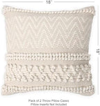 · REDEARTH · Boho Textured Handwoven Throw Pillow Cases - Boho Chic Natural - Image 2