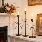 Bow Candle Holder - Bow Candlestick Holder Set of 3 Metal Gold, Modern Decorative Taper Candle Holder for Centerpiece Wedding Dining Table Holiday Housewarming Gift (Black) by Ohmique