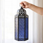 Vela Lanterns Decorative Indoor Candle Holder Table Centerpieces - Moroccan Hanging Outdoor Patio & Porch Home Decor, Turkish Floor Lamp for Wedding, Ramadan (Extra Large 16", Cobalt Blue Glass) - Image 3