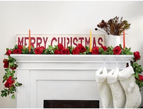 FiveSeasonStuff 29 Ft 4 Pack Rose Silk Flower Garland Artificial Flowers Decoration Hanging Floral Décor for Wedding Baby Shower Birthday Party Garden (Venetian Red) - Image 3