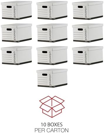 Universal Basic-Duty Economy Record Storage Boxes, 10 Pack, Letter/Legal Files, 12" x 15" x 10", White, - Image 3