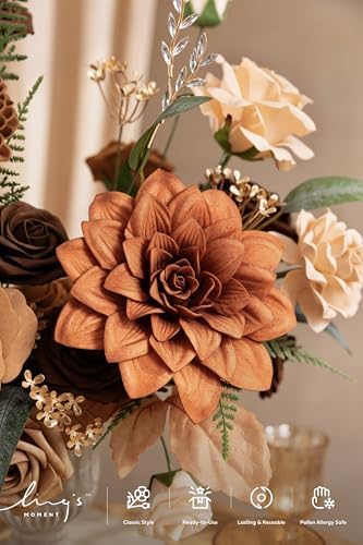 Ling's moment Artificial Wedding Fall Flowers Deluxe Combo, Walnut Brown - Image 3