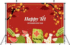 BELECO 20x10ft Fabric Happy TET Vietnamese New Year Backdrop TET Decorations Red Lunar New Year Background Asian New Year Party Decorations Holiday Photoshoot Studio Props - Image 4