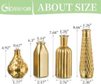 Glasseam Gold Glass Vase for Flowers: Set of 4 Small Vases for Home Decor - Image 6