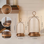 Hurricane Glass Candle Holders, Modern Farmhouse Coffee Table Decorations, Candle Holders for Pillar Candles Set of 2, Decorative Candle Lanterns, Antique Large Candle Holder for Gifts - Image 2