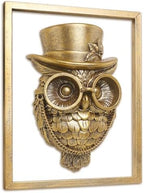 Newinhome Animal Heads Wall Decor (Includes Metal Frame) Halloween Resin Animals Sculptures Head Wall Hanging Decoration Gold vintage Wall Sculpture for Living Room Bedroom Office(Owl) - Image 6