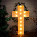 Maxcheck 4FT Easter Cross Decor, Light Up Jesus Cross Sign Decor Standing DIY Large Marquee with Bulb Light String Foam for Easter Christian Religious Yard Garden Lawn Party by Maxcheck