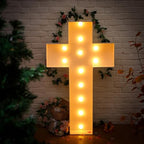Maxcheck 4FT Easter Cross Decor, Light Up Jesus Cross Sign Decor Standing DIY Large Marquee with Bulb Light String Foam for Easter Christian Religious Yard Garden Lawn Party by Maxcheck