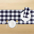 Solino Home 100% Pure Linen Table Runner, 14 x 120 in, Navy and White Check - Image 3