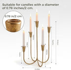 5-Arm Gold Candelabra Candle Holder Detachable Metal Taper Candleholders - Image 3