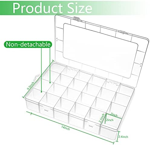Gbivbe Large 24 Grids Plastic Organizer Box Adjustable Dividers,Clear Storage Box for Jewelry, Art DIY Crafts, Washi Tapes, Beads and Small Parts(2 Pack) - Image 3