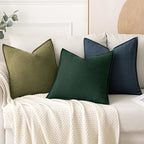MIULEE Decorative Linen Euro Sham Pillow Covers 24x24 Dark Green - Image 5