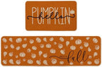 Artoid Mode Orange Hello Pumpkin Fall Kitchen Mats Set of 2-17x29+17x59 by ArtoidMode