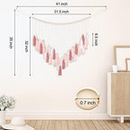 Luxbrand Large Macrame Wall Haning Boho Home Decor, Blush Pink Tassel Wall Decor Bohemian, Bedroom Living Room Girls Room Nursery Dorm Room Decoration Christmas Gift - Image 4