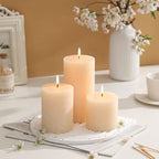 3x6 Inch Ivory Pillar Candles Set of 3 - Hand-Poured Unscented Candles, Long Clean Burning, Large Big Candles, Smokeless Dripless Candles for Dinner Table, Wedding, Home, Bathroom, Rustic Decor - Image 3