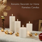 LUSHARBOR Flameless Candles, 4 Pack Battery Operated Candles with Remote, Real Wax LED Fake Candles with Timer Flickering for Christmas Wedding Home Party D3 H 5" 6" 7" 9" White - Image 2