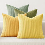 MIULEE Soft Corduroy Decorative Throw Pillow Covers Yellow Green 18x18 by MIULEE