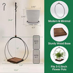 hismocal Hanging Planter for Indoor Plants,Plant Hanger with Sturdy Wood Base & Pot, Modern Boho Macrame Plant Hanger,Wall Ceiling Window Stands(2 Pack+Pots) - Image 2