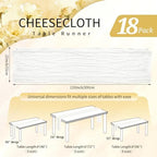 18 Pack Cheesecloth Table Runner 10FT Ivory White Table Runner Boho Gauze Cheese Cloth Table Runners Long Rustic Sheer Table Decorations for Wedding Party Baby Bridal Shower Birthday Holiday Spring - Image 2