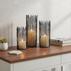 Metal Candle Holders for Pillar Candles - Black Wire Candle Holder Set of 3 - Image 2