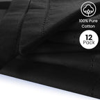 Hemstitch Cloth Dinner Napkins Cotton Set of 12 - Soft Durable Washable - Ideal for Farmhouse Parties Wedding Christmas Easter - Perfect Everyday Use Table Cloth Napkins 18x18 Black - Image 2