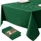 Table Cloths Rectangle 8ft, 2-Pack Waterproof Slub Textured by HOMEPEAK