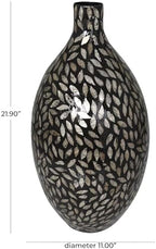 Deco 79 Mother of Pearl Shell Handmade Decorative Vase Mosaic Floral Inspired Centerpiece Vase, Flower Vase for Home Decoration 11" x 11" x 22", Black - Image 6