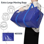 Moving Bags Heavy Duty Extra Large, Moving Boxes, Moving Supplies Essentials, Blue Storage Bins with Lids, Plastic Packing Totes, Storage Bags for Clothes with Handles & Zippers(Blue, 6 Pack) - Image 5