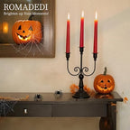 Romadedi Halloween Candelabra, Black 3-Arm Candle Holders, Set of 2 - Image 4