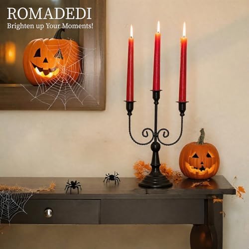 Romadedi Halloween Candelabra, Black 3-Arm Candle Holders, Set of 2 - Image 4
