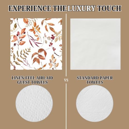 Dried Autumn Cocktail Napkins Printed Airlaid Linen-Feel Disposable Hand Towels for Thanksgiving Fall Holiday Party Buffet & Dinner(80Pack) - Image 4