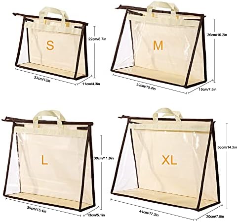 8 Pack Handbag Dust Bags Clear Purse Storage Organizer for Closet, Hanging Zipper Storage Bag for Handbags - Image 5